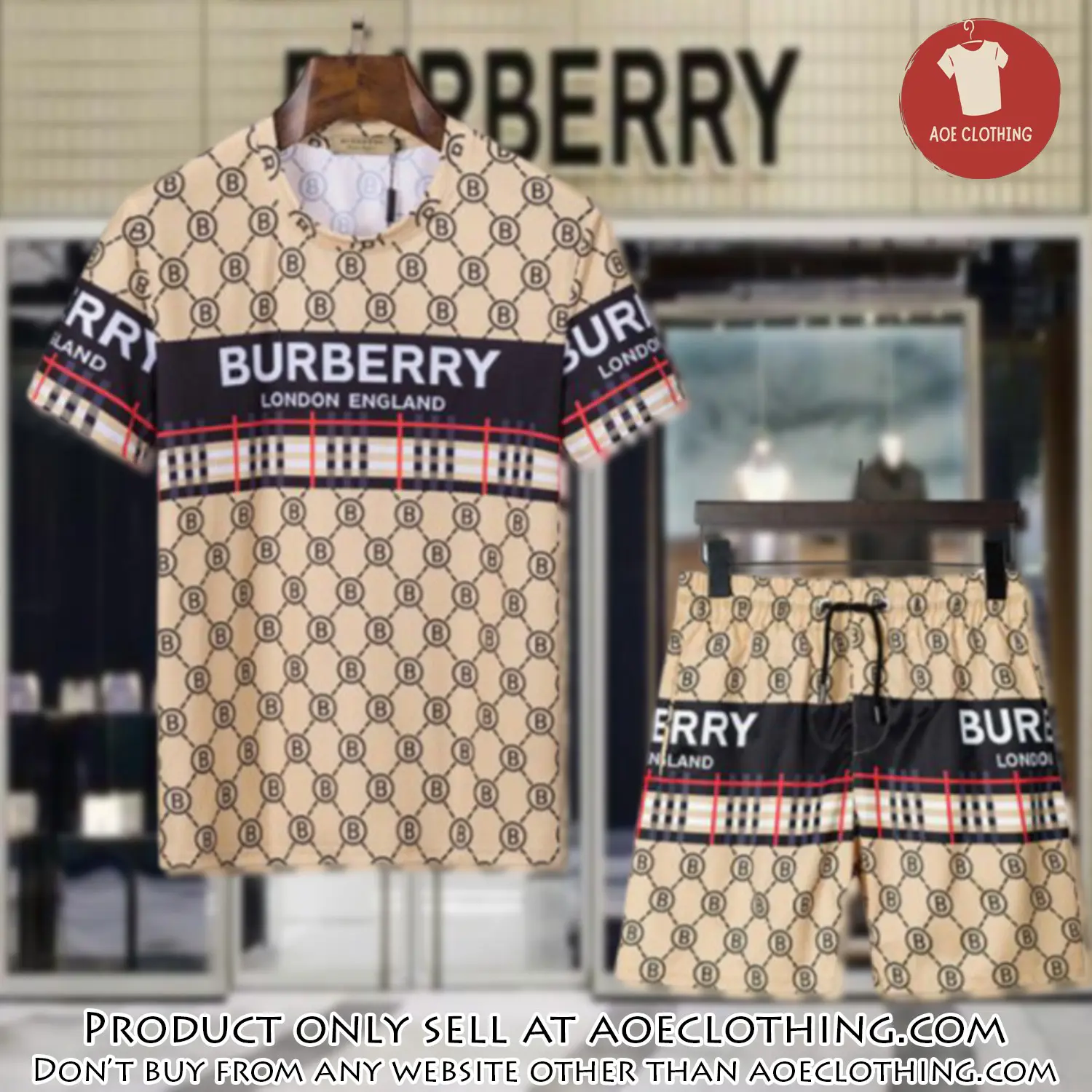 Burberry combo unisex tshirt & short limited luxury outfit cts1040 aoe1815425